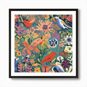 Birds In The Garden 1 Art Print