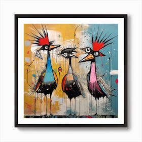 Abstract Crazy Whimsical Birds 1 Art Print