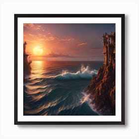 Fantasy Castle At Sunset Art Print