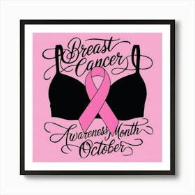 Women Breast Cancer Awareness background in Pink Ribbon international symbol for month October clipart and poster clipart and wall art 12 Art Print