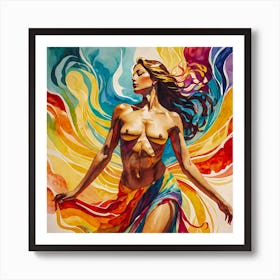 Freedom Dance Topless Female Dancer Art Print