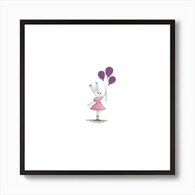 Ballerina Bunny Rabbit Square Art Print