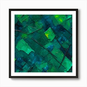 Abstract Painting Green and Blue Color Art Print