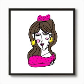 Pink Polka Dot Girl Art Print