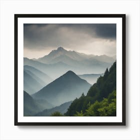 Dark Clouds Over The Mountains Art Print