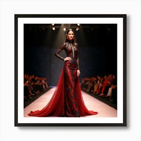 Red And Black Gown Art Print