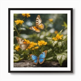 Butterflies On A Flower Art Print