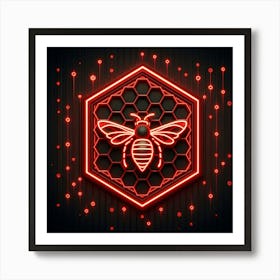 Neon Bee Sign Vector Illustration Art Print