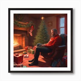 Christmas In The Living Room 39 Art Print