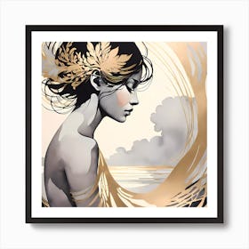 Woman In Gold And Silver Art Print
