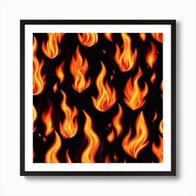 Flames On Black Background 19 Art Print