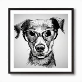 Dog With Glasses 12 Art Print