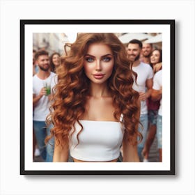 Beautiful Woman With Curly Hair Art Print