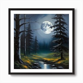 Full Moon In The Woods Art Print