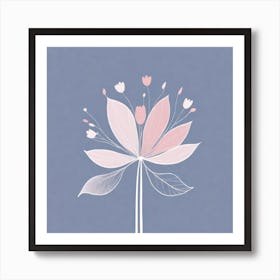 A White And Pink Flower In Minimalist Style Square Composition 73 Art Print