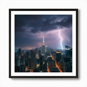 Lightning Over New York City 1 Art Print