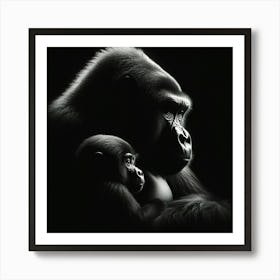 Black And White Gorilla Portrait Art Print