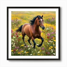 Horse In A Field Art Print