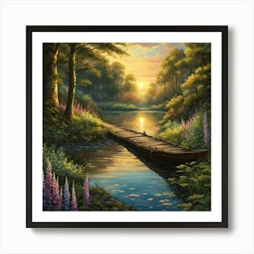 Sunset Bridge Art Print