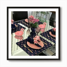 Flamingo Table Setting Art Print