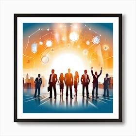 Silhouette Of Business People Art Print