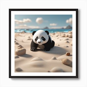 Panda Bear On The Beach Art Print