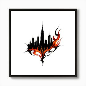 Cityscape In Flames Art Print