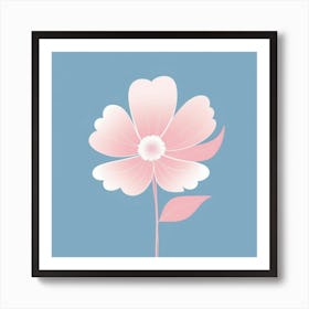 A White And Pink Flower In Minimalist Style Square Composition 449 Art Print