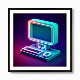 Neon Computer Icon 2 Art Print