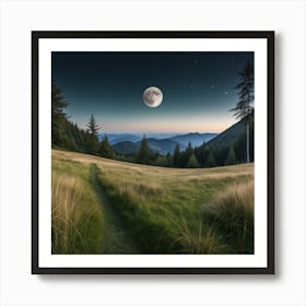 Moonlight In The Mountains Art Print