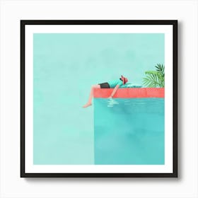 Illustration Of A Man Laying In The Water Art Print