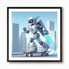 Robot Skateboarder Art Print