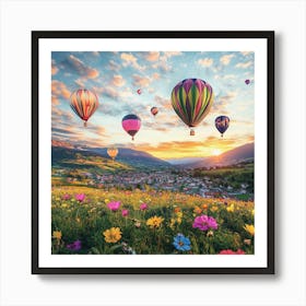 Hot Air Balloons on the Sunrise Art Print