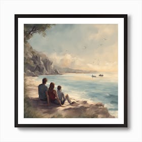 Family By The Sea Art Print