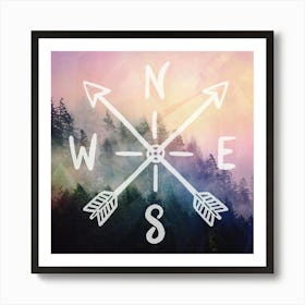 Forest Compass Wanderlust Art Print