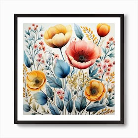 Watercolor Flowers 11 Art Print