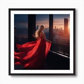 Woman In A Red Dress Art Print