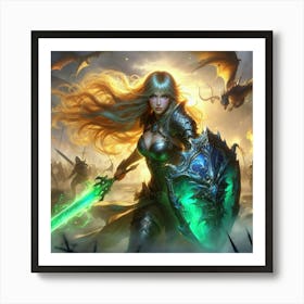 Warrior Woman With A Sword Art Print