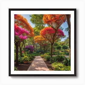 Colorful Trees In A Garden Art Print