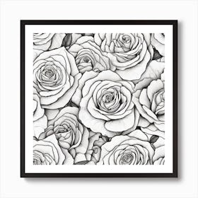 Black And White Roses Art Print