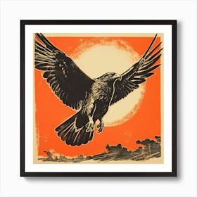 Retro Bird Lithograph Red Tailed Hawk 4 Art Print