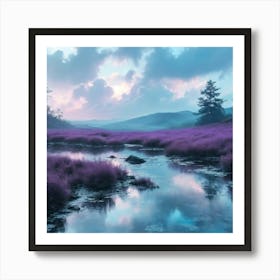 Purple Field At Sunset Art Print