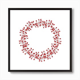 Christmas Wreath With Red Berries Art Print