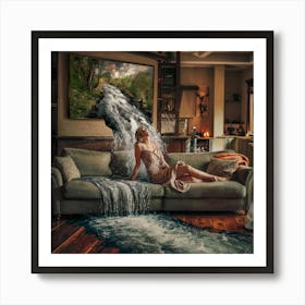 Woman Sitting On A Couch Art Print