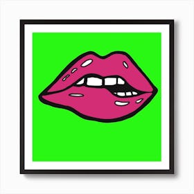 Lips green Art Print