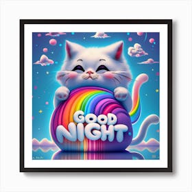 Good Night Cute Kitty Art Print