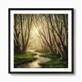 Stream In The Woods Art Print