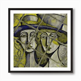 Two Women In Yellow Hats Art Print