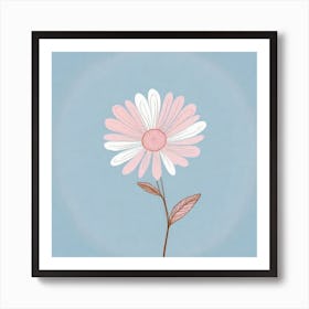 A White And Pink Flower In Minimalist Style Square Composition 151 Art Print