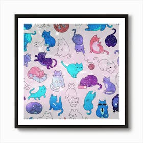 Galaxy Cats Cute Animal Prints Art Print